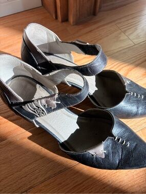 Dorking Leather Mary Jane Heels EU 40 Black Pewter Dark Academia Witchy Vintage